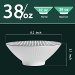 38 oz Japanese Ramen Bowls, Cereal Bowls, Soup Bowls, Pho Bowls, Noodle Bowls, Blue and White Ceramic Bowls Set of 4, 8 inches - Image 2