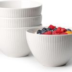 5.5x3.5 in Soup Bowls, 25 oz Deep Cereal Bowl Set, Ceramic, Microwave Safe Bowl, Set of 4 White Bowl for Oatmeal Chili Salad