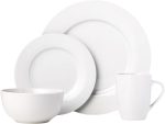 16-Piece Porcelain Kitchen Dinnerware Set with Plates, Bowls and Mugs, Service for 4 - White - Image 2