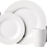 16-Piece Porcelain Kitchen Dinnerware Set with Plates, Bowls and Mugs, Service for 4 - White