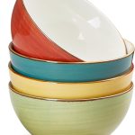 24 oz Cereal Bowls Set of 4 Soup Bowls Ceramic for Kitchen - Dishwasher and Microwave Safe - Colorful Bowl Set for Oatmeal Salad Pasta Fruits, Assorted Colors, 6 inch