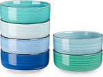 Cereal Bowls Set of 6, 24 Oz Ceramic Bowls for Kitchen, Dishwasher & Microwave Safe Bowls for Soup, Cereal, Dessert, Fruit, Blue Colored Bowl Set