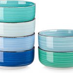 Cereal Bowls Set of 6, 24 Oz Ceramic Bowls for Kitchen, Dishwasher & Microwave Safe Bowls for Soup, Cereal, Dessert, Fruit, Blue Colored Bowl Set