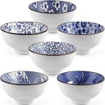 Ceramic Rice Bowls 10 oz,  Bowl Gift Set, Assorted Dinnerware Serving Bowls for Cereal, Soup, Dessert, Snack, Fruit, Salsa, Pack of 6 (Blue and White) - Image 2