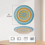 Dinner Plates Ceramic Plate Set - 10 Inch Large Porcelain Round Plate Sets of 6 - Flat Colorful Pattern Dining Plates for Kitchen | Family - Dishwasher | Microwave | Oven Safe - Image 2
