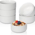Ceramic bowls for Kitchen - Set of 6, 14 oz Cereal Bowl Set, 4.5" Small Soup Bowls, White Ceramic Bowls for Dessert, Salad, Pasta, Soup etc, Microwave, Dishwasher & Oven Safe