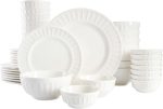 Porcelain Dinnerware Set, Service for 8 (40pcs), White (Embossed)