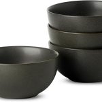 Cereal Bowls, 24 oz Soup Bowls Set of 4, Ceramic Bowls Set for Salad, Fruit, Breakfast, Dessert, Stoneware Bowls for Kitchen, Dishwasher & Microwave Safe, Matte Black