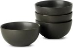 Cereal Bowls, 24 oz Soup Bowls Set of 4, Ceramic Bowls Set for Salad, Fruit, Breakfast, Dessert, Stoneware Bowls for Kitchen, Dishwasher & Microwave Safe, Matte Black