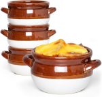 French Onion Soup Bowls with Handles, 16 Oz Ceramic Soup Serving Bowl Crocks - Oven Safe Bowls for Chili, Beef Stew, Cereal, Pot Pies, Set of 4