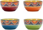 Tunisian 26oz Ceramic Cereal Bowls Set of 4, for Pasta, Salad, Cereal, Soup & Microwave & Dishwasher Safe