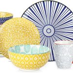 Ceramic Dinnerware Sets for 4, 16 Pieces Plates and Bowls Sets, Dishes set for 4-Chip and Scratch Resistant, Dishwasher&Microwave Safe, Assorted Colors