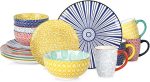 Ceramic Dinnerware Sets for 4, 16 Pieces Plates and Bowls Sets, Dishes set for 4-Chip and Scratch Resistant, Dishwasher&Microwave Safe, Assorted Colors