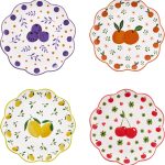 Scalloped Salad Plates Set of 4, 8.75 Inch Ceramic Dessert Plates for Salad, Appetizer, Side Dishes, Microwave and Dishwasher Safe, Gift for Housewarming and Thanksgiving