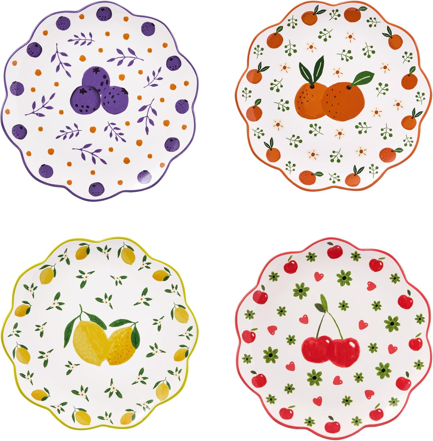 71hHtYfEa8L._AC_SL1500_.jpg Scalloped Salad Plates Set of 4, 8.75 Inch Ceramic Dessert Plates for Salad, Appetizer, Side Dishes, Microwave and Dishwasher Safe, Gift for Housewarming and Thanksgiving - Image 1