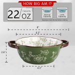 4 Pack Ceramic Soup Bowls, 22 Ounces Porcelain Serving Bowl Set with Double Handle, Large Ceramic Crocks for French Onion Soup, Stew, Pasta, Cereal, Pot Pies (Green) - Image 2