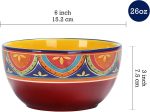 Tunisian 26oz Ceramic Cereal Bowls Set of 4, for Pasta, Salad, Cereal, Soup & Microwave & Dishwasher Safe - Image 2