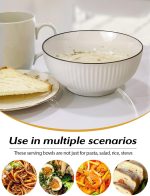 Porcelain Soup Bowls Set of 3, 60 oz Large Soup Bowl, 8" White Ceramic Bowls, Pho Bowl for Pasta, Ramen, Soup, Fruit Vegetable, Microwave & Dishwasher Safe - Image 2