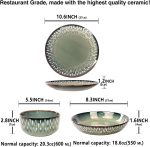 Dinnerware Sets 12 Pieces - Round Reactive Glaze Tableware - Kitchen Dinnerware Porcelain Crockery with Dinner Plate, Bowl and Soup Plate Service for 4, Microwave Dishwasher Safe, Set No.6 - Image 2