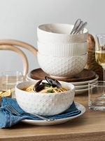 Large Soup Bowl 42 OZ, Ceramic Kitchen Bowl Set for Soup, Pho, Chip, Pasta, Fruits, Salad, Noodle and Ramen- 7 Inch, Set of 4, Arctic white - Image 2