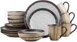 Porcelain 16-Piece Round Dinnerware Set, Beige