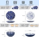 Dinnerware Sets 16 Piece, Ceramic Plates and Bowls Set, Embossed Dishes Set for 4, Housewarming, Blue - Image 2
