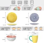 Ceramic Dinnerware Sets for 4, 16 Pieces Plates and Bowls Sets, Dishes set for 4-Chip and Scratch Resistant, Dishwasher&Microwave Safe, Assorted Colors - Image 2