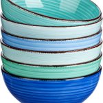 27 Oz Cereal Bowls Set of 6, Blue Ceramic Bowls for Kitchen, 6 Inch Soup Bowls, Dishwasher & Microwave Safe