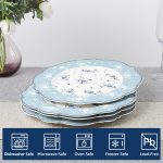 10 Inch Porcelain Dinner Plates Set of 4, Lace Dishes Set for Salad, Pasta, Soup, Dessert, Blue Roses - Image 2