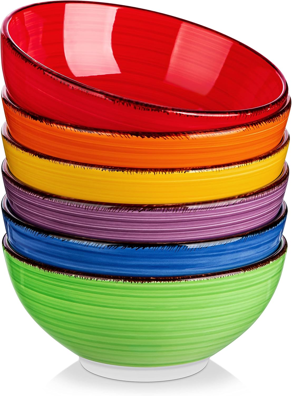 81LLHWRr1NL._AC_SL1500_.jpg Cereal Bowls Set of 6-27 Oz Ceramic Soup Bowls, Microwave & Dishwasher Safe, 6 Inch Colorful Serving Bowls for Kitchen - Image 1