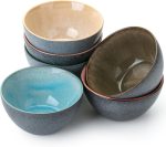 Ceramic Cereal Bowls, 29 oz, 6 Pack, 6.3 Inches, Glazed Colors Inside, Chip-Resistant Dishwasher & Microwave Safe Bowls for Cereal, Soup, Salads, Snacks, Side Dishes
