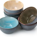Ceramic Cereal Bowls, 29 oz, 6 Pack, 6.3 Inches, Glazed Colors Inside, Chip-Resistant Dishwasher & Microwave Safe Bowls for Cereal, Soup, Salads, Snacks, Side Dishes