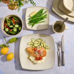 Square Reactive Glaze Stoneware Dinnerware Set, Service for 4 (16pc), Speckled Taupe - Image 2