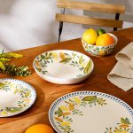 Double Bowl Hand Painted Stoneware Plates and Bowls Floral Dinnerware Set, Service for Four (16pcs) - Image 2